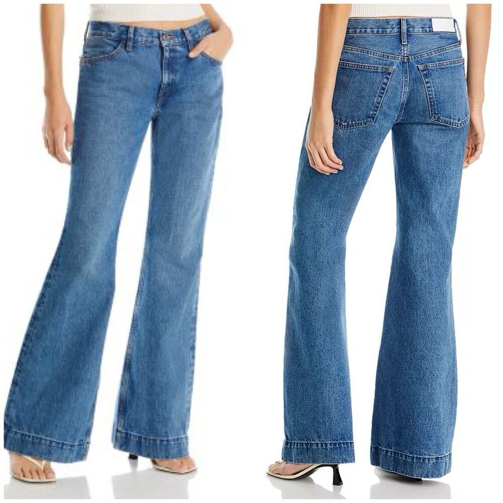 Re/Done 70s Low Rise Bell Bottom Jeans Clean Moon Stoned, Size 28, $295 MSRP
